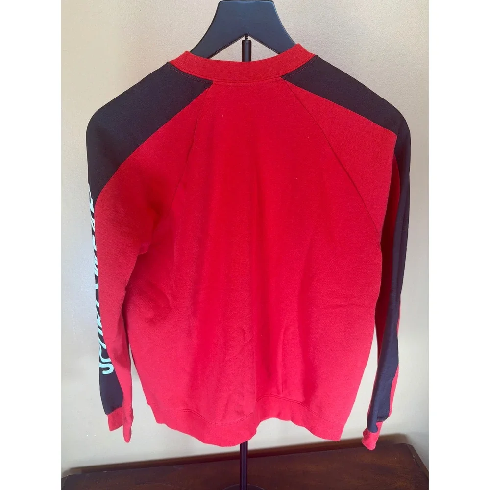 Nike Sportswear Mens Red Black Colorblock‎ Logo Crewneck Sweatshirt Size Small
